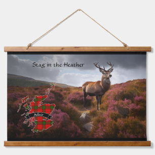 Adair Stag im Heather Personalisiert Wandteppich Mit Holzrahmen