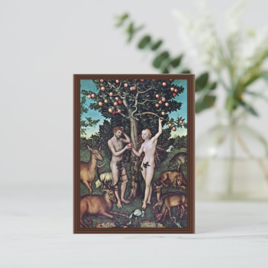 Adam and Eve by Cranach D. Ä. Lucas (beste Qualitä Postkarte (Stehend Vorderseite)