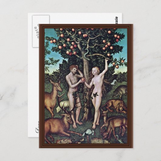 Adam and Eve by Cranach D. Ä. Lucas (beste Qualitä Postkarte (Vorne/Hinten)