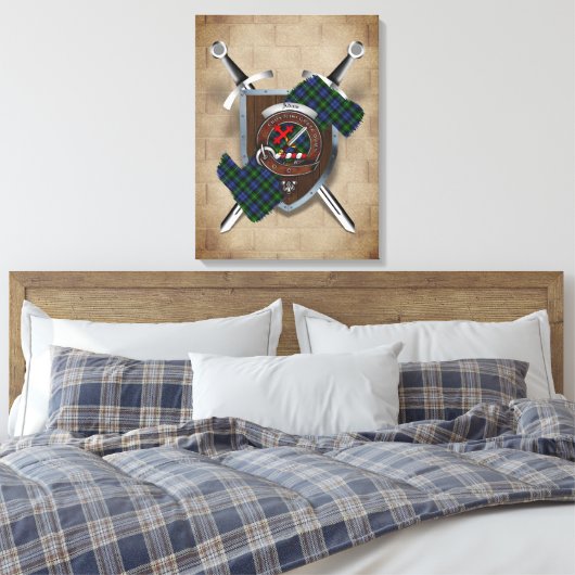 Adam Clan Abzeichen Crossed Schwerter Canvas Print Leinwanddruck (Insitu (Schlafzimmer))