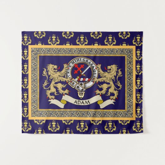 Adam Clan Abzeichen Personalisiert Blau Wandteppich (Vorderseite (Horizontal))