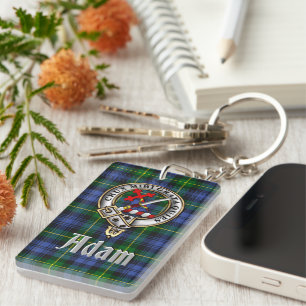 Adam Clan Abzeichen/Tartan Rechteck Schlüsselanhänger