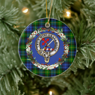 Adam-Clan-Abzeichen und -Tartan personalisierter W Keramik Ornament