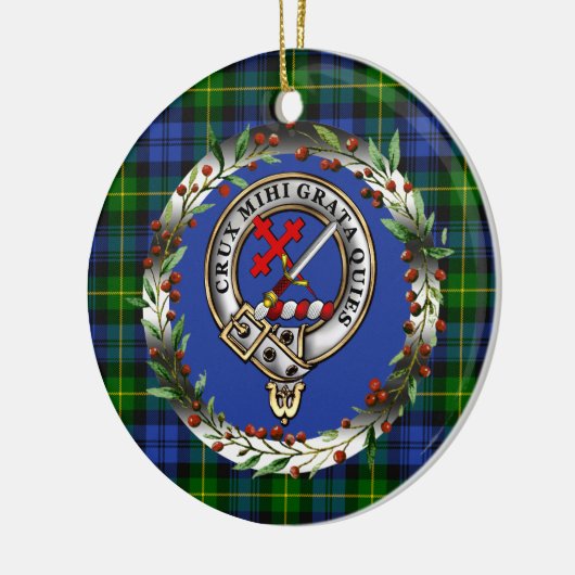 Adam-Clan-Abzeichen und -Tartan personalisierter W Keramik Ornament (Links)