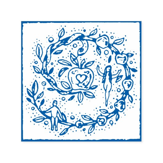 ADAM & EVE, APPLE IN GARDEN OF EDEN FOLKART WREATH PERMASTEMPEL (Design)