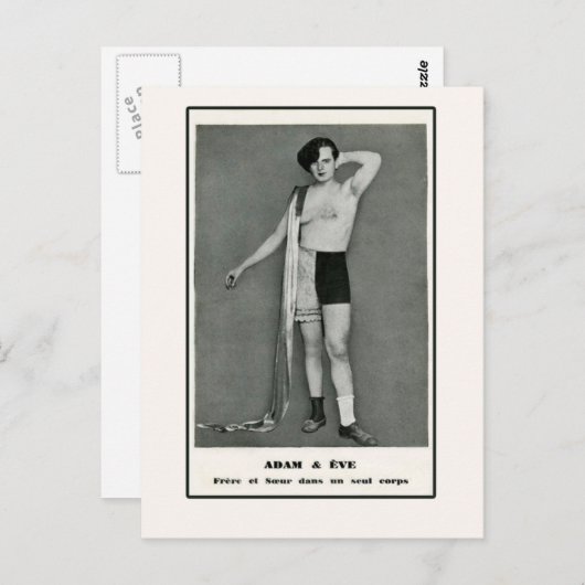 Adam & Eve Half Man Half Woman Postkarte (Vorne/Hinten)