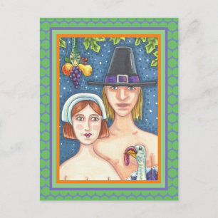 ADAM & EVE PILGER, BIBLISCHE GRILLE THANKSGIVING POSTKARTE