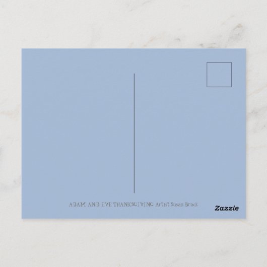 ADAM & EVE PILGRIMS, BIBLICAL WHIMSY ERNTEDANK POSTKARTE (Rückseite)