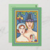 ADAM & EVE PILGRIMS, BIBLICAL WHIMSY ERNTEDANK POSTKARTE (Vorne/Hinten)