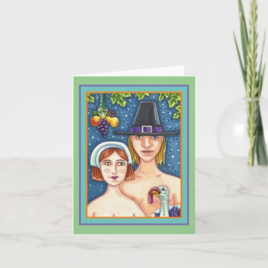 ADAM & EVE PILGRIMS, WHIMSY ERNTEDANK Blank Karte (Vorderseite)