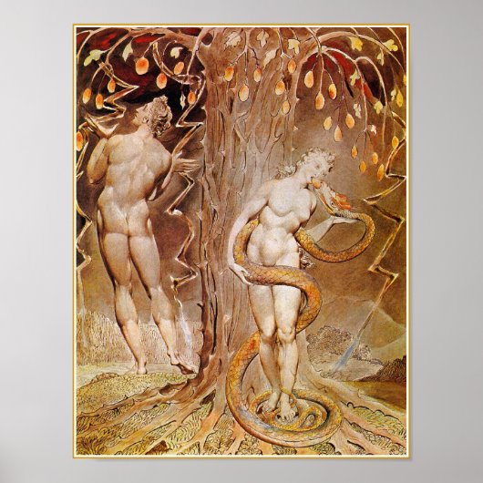 Adam, Eve & Serpent im Garten von Eden von Blake Poster (Vorne)