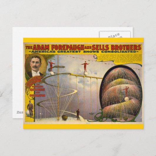 Adam Forepaugh und verkauft Brothers Circus Poster Postkarte (Vorne/Hinten)