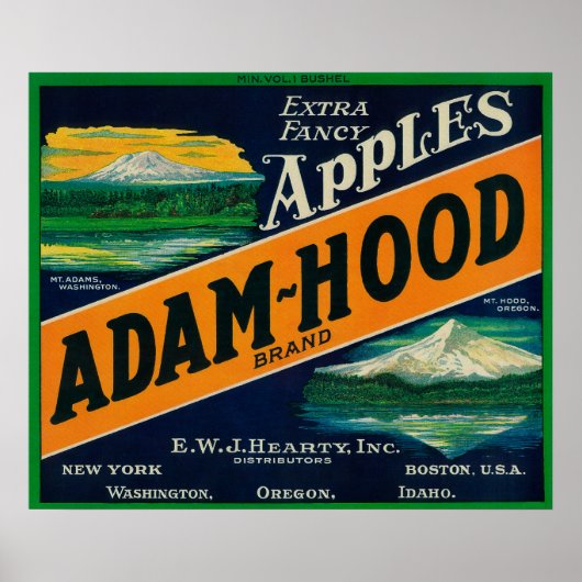 Adam-Hood Apple Crate LabelHood River, OR Poster (Vorne)