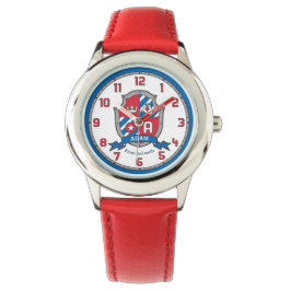 Adam Letter Ein Name bedeutet Wappen Rot-Blau-Voge Armbanduhr