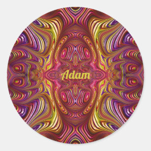 ADAM ~ mehrfarbiges Fraktal Design ~ Runder Aufkleber