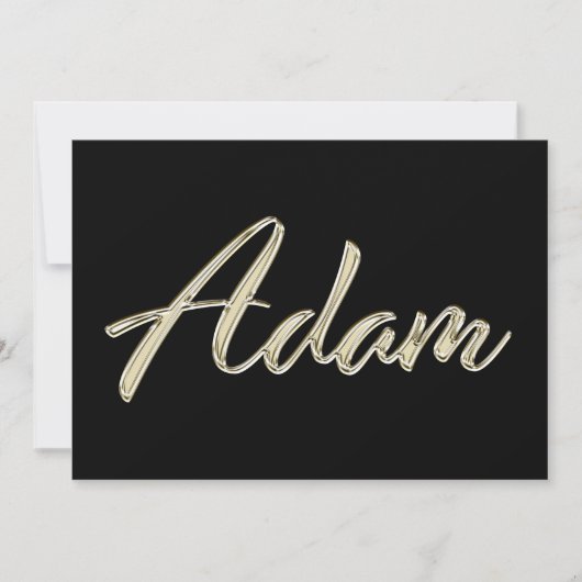Adam Name white gold Handwriting Karte (Vorderseite)