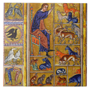 ADAM NAMING TIERE, MEDIEVAL BESTIARY, HÄNDER,LIONE FLIESE