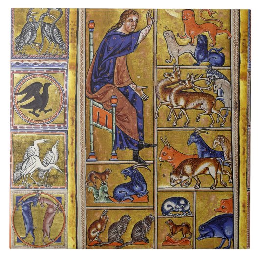 ADAM NAMING TIERE, MEDIEVAL BESTIARY, HÄNDER,LIONE FLIESE (Vorderseite)
