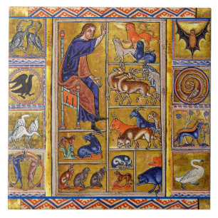 ADAM NAMING TIERE, MEDIEVAL BESTIARY, HÄNDER,LIONE FLIESE