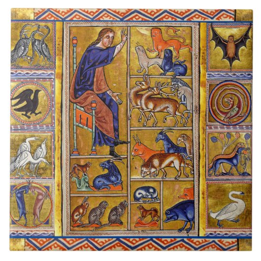 ADAM NAMING TIERE, MEDIEVAL BESTIARY, HÄNDER,LIONE FLIESE (Vorderseite)