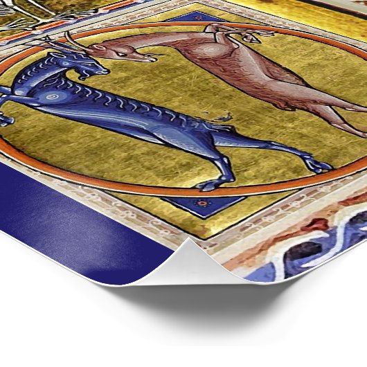 ADAM NAMING TIERE, MEDIEVAL BESTIARY, HÄNDER,LIONE POSTER (Ecke)