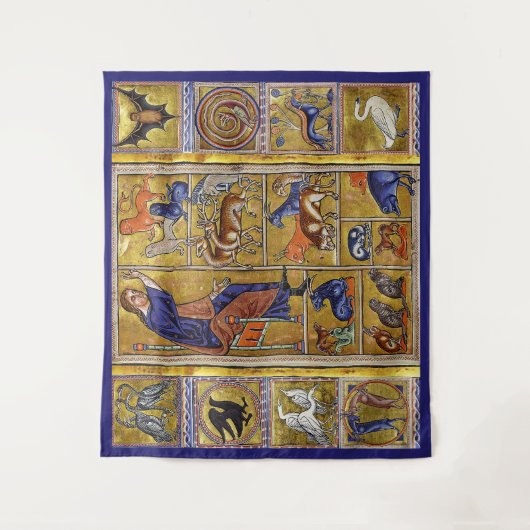 ADAM NAMING TIERE, MEDIEVAL BESTIARY, HÄNDER,LIONE WANDTEPPICH (Vorderseite)