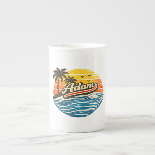 Adam Retro Sonnenuntergang Namensdesign Porzellantasse
