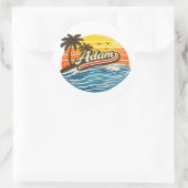 Adam Retro Sunset Name Design Runder Aufkleber (Tasche)