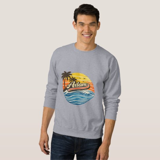 Adam Retro Sunset Namensdesign Sweatshirt (Vorne ganz)