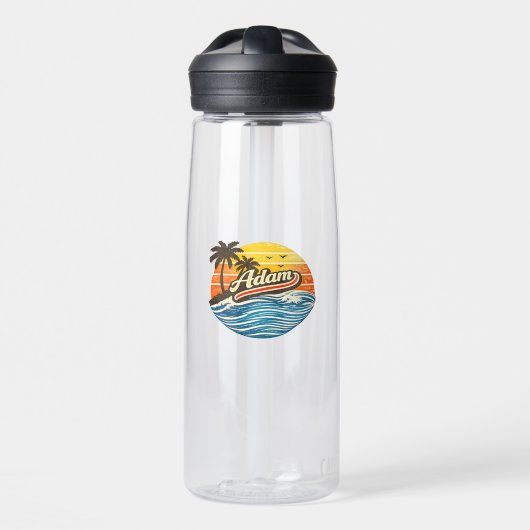 Adam Retro Sunset Namensdesign Trinkflasche (Vorne)