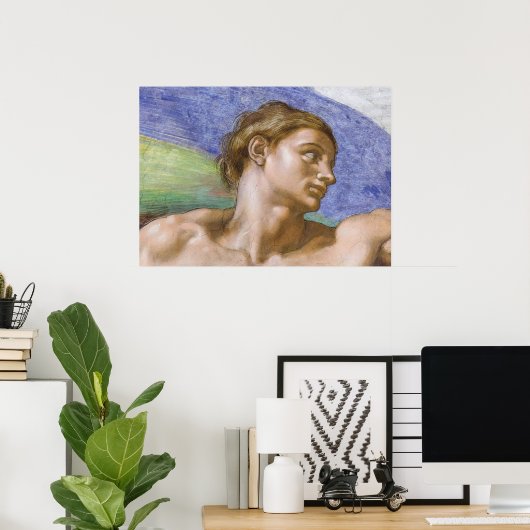 Adam, Sixtinische Kapelle von Michelangelo Poster (Heimbüro)