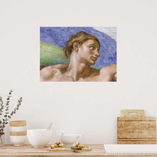 Adam, Sixtinische Kapelle von Michelangelo Poster (Küche)