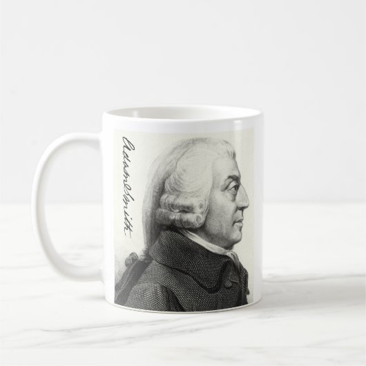 Adam Smith Profil (mit Unterschrift) Kaffeetasse (Links)