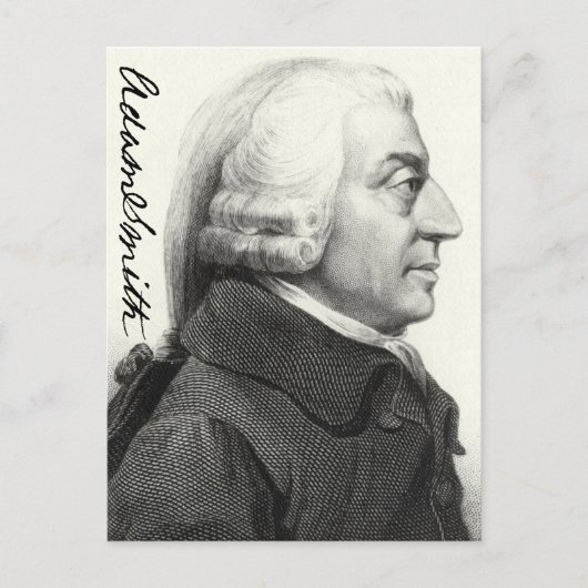 Adam Smith Profil (mit Unterschrift) Postkarte (Vorderseite)