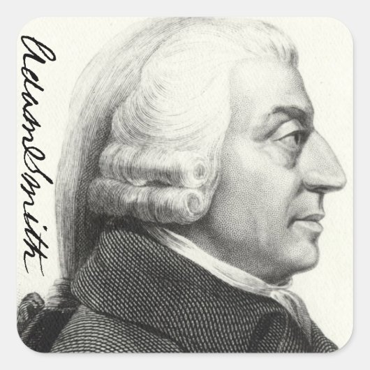 Adam Smith Profil (mit Unterschrift) Quadratischer Aufkleber (Vorderseite)