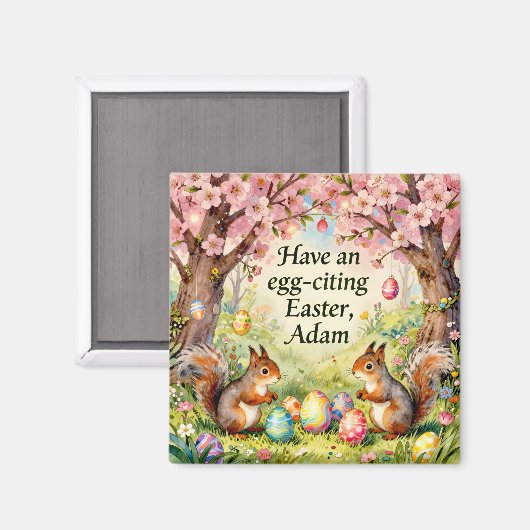 ADAM ~ Squirrels collecting Easter Eggs ~ Magnet (Vorderseite/Rückseite)