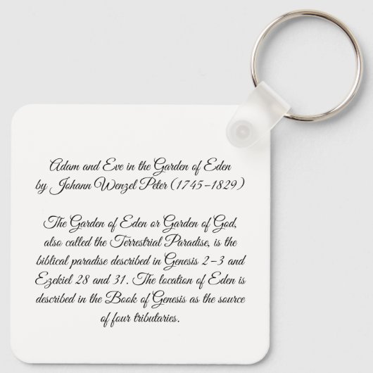 Adam und Eva im Garten Schlüsselanhänger (Rückseite)