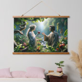 Adam und Eva im Garten von Eden Wandteppich Mit Holzrahmen (Schlafzimmer)