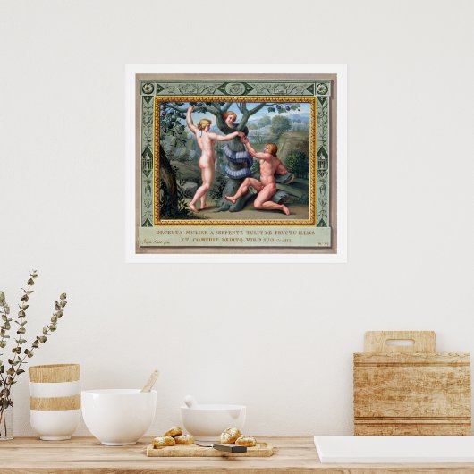 Adam und Eva mit Schlange, Abbildung von t Poster (Küche)