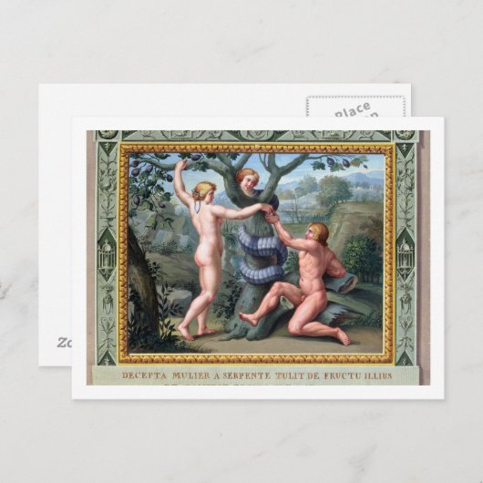 Adam und Eva mit Schlange, Abbildung von t Postkarte (Vorne/Hinten)
