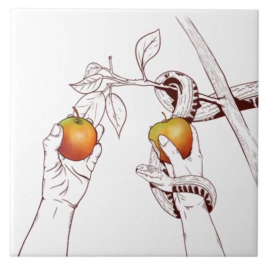 Adam und Eva mit Schlange Fliese (Vorderseite)