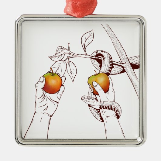 Adam und Eva mit Schlange Ornament Aus Metall (Vorne)