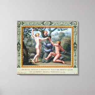 Adam und Eve mit der Schlange, Illustration von t Leinwanddruck
