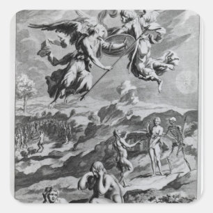 Adam und Eve nach dem Fall Quadratischer Aufkleber