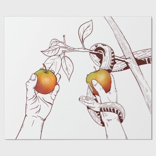 Adam und Eve pflücken Äpfel Geschenkpapier (Flach)