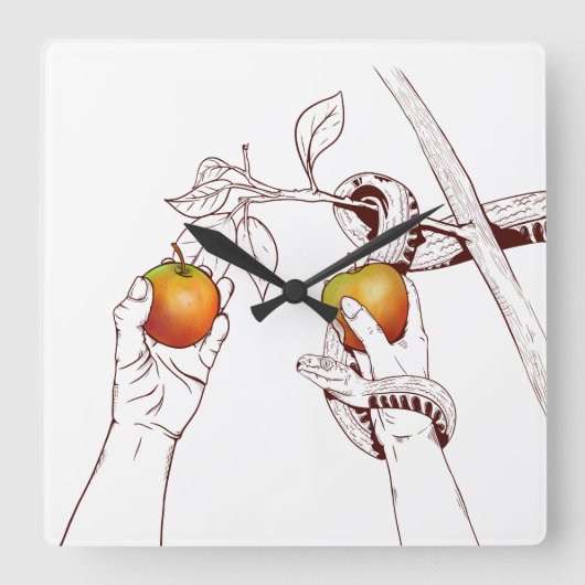 Adam und Eve Quadratische Wanduhr (Vorderseite)