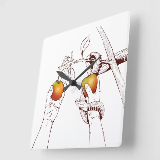 Adam und Eve Quadratische Wanduhr (Winkel)