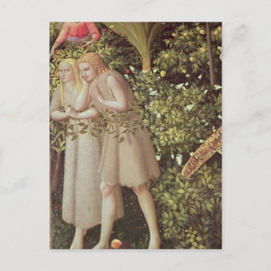 Adam und Eve sind aus dem Paradies ausgewiesen Postkarte (Vorderseite)