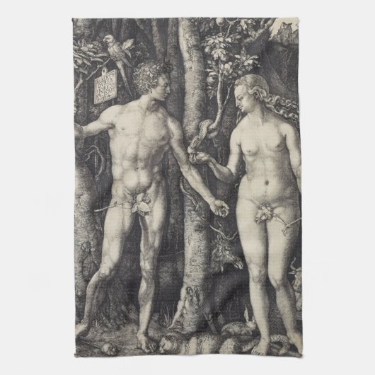 Adam- und Eve-Stich durch Albrecht Durer Geschirrtuch (Vertikal)