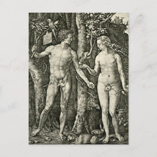 Adam und Eve von Albrecht Durer Postkarte (Vorderseite)